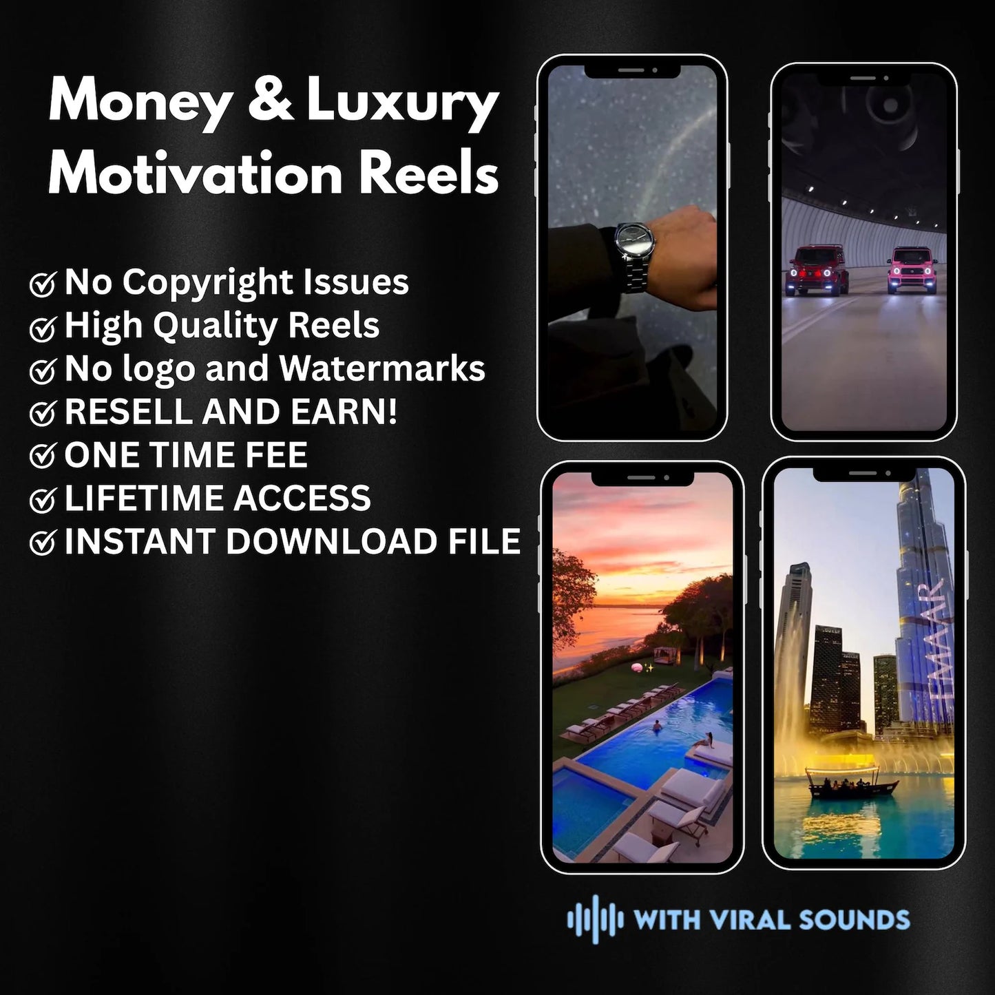 30.000+ Viral Luxury Rich Lifestyle Videos Reels, Cars, Yacht, Plane, Millionaire, TikTok, Instagram, YouTube, Digital Marketing, MRR, PLR