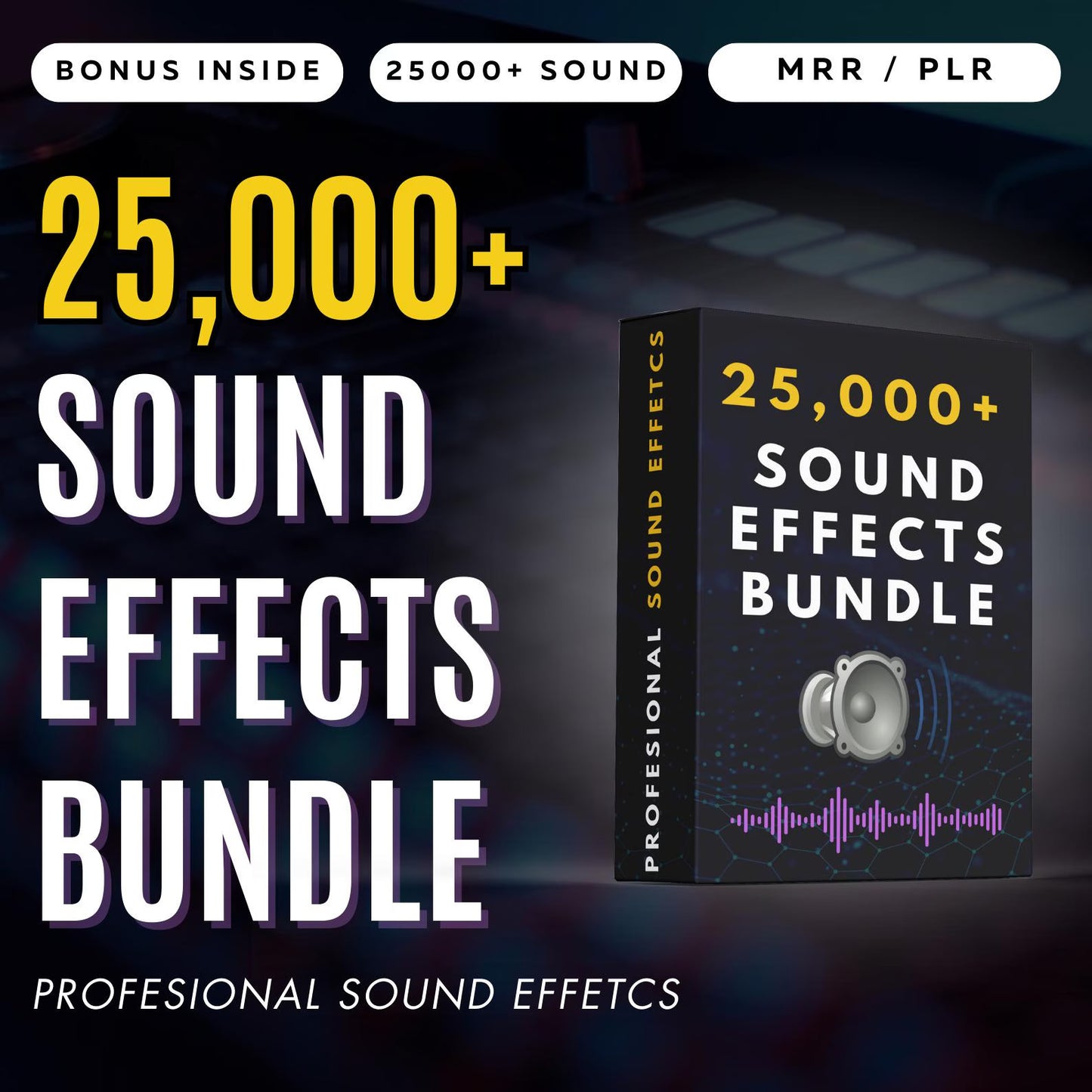 25,000+ Pro Sound Effects Bundle, Audio SFX for Video Editing, Content Creation, Scary, Funny, Meme, Horror, Pop, PLR, MRR, Resale Right